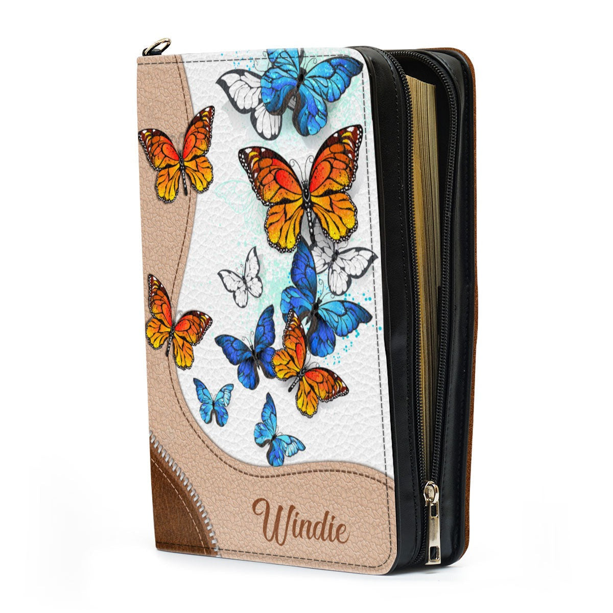 Zippered Butterfly Bible Case With Name, Personalized Bible Cover, Christian Gift, Bible Covers Jesus Gifts